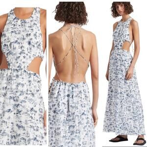 Sir The Label Dimitri Open Back Maxi Dress Cutouts Silk Cotton Resort Beach US 6